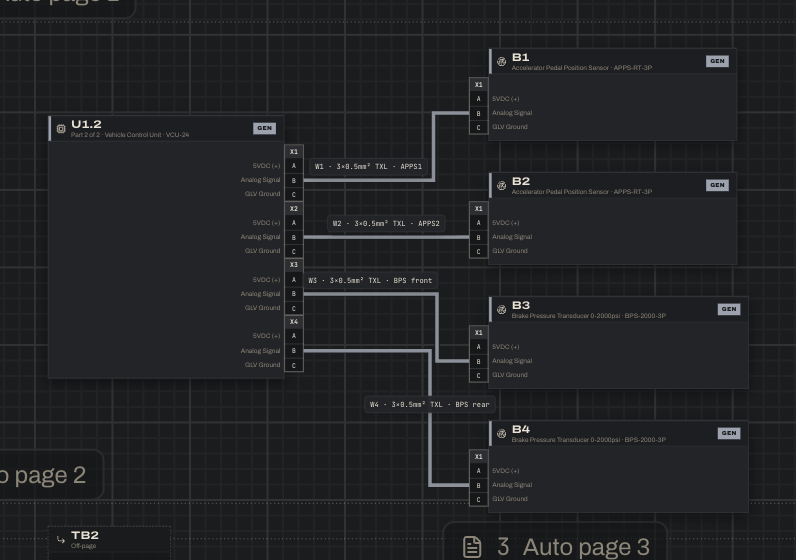 Sensor ports cabled to sensors